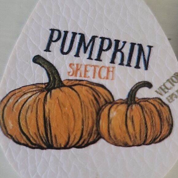 Pumpkin sketch earrings dangle 3" - Picture 2 of 5